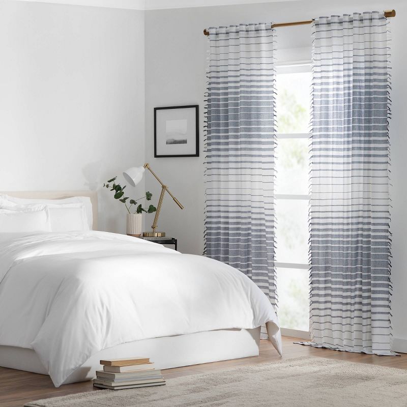 1pc 50&#34;x95&#34; Light Filtering Amari Striped Window Curtain Panel Navy - Mercantile, 3 of 10