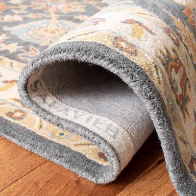 Classic Dark Grey and Ivory Hand-Tufted Wool Rug