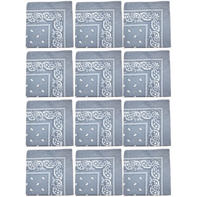 12 Pack Paisley Print Cotton Bandanas Dozen Reusable Scarf, Mask, Hair Tie