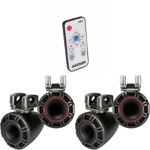 Kicker (2 Pair ) KMTC94 NEW KMTC9 9" Horn- Loaded Tower System Pair 4-Ohm, Black ( Includes LED Remote ) - 1 of 4