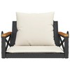 vidaXL Swing Bench with Cushions Black 24.8"x24.4"x15.7" Poly Rattan - 4 of 4