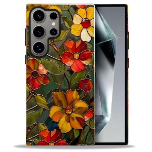 BONGEEK Case Compatible with Samsung Galaxy S25 Ultra,Scratch Resistant Hybrid 2-Layer Hard Shell Bright Phone Case,Stained Glass Summer Boho Flower - 1 of 4