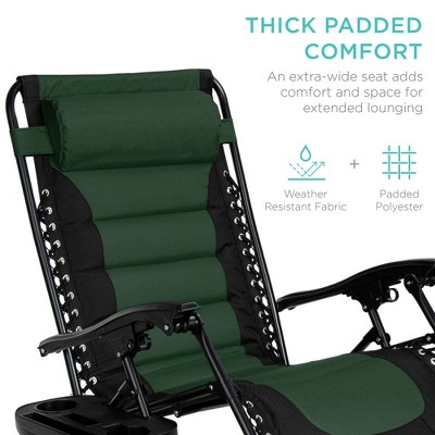 Oversized Black and Forest Green Padded Zero Gravity Recliner with Tray