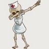 Junior's Design By Humans Halloween Dabbing Funny Skeleton Nurse RN Costume Gift By COVI T-Shirt - 2 of 3