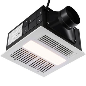 VEVOR Bathroom Exhaust Fan, 1500W Heating, 110 CFM High-Efficiency Ventilation, 1.5sones Low Noise Operation, Black - 1 of 4