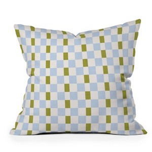 Deny Designs 26"x26" De Koro Checkered Throw Pillow Blue and Chartreuse - 1 of 4