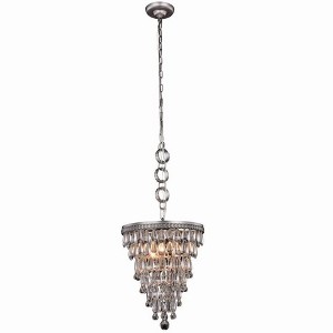 Elegant Lighting Nordic 3 light Antique Silver Pendant Clear Royal Cut Crystal - 1 of 1