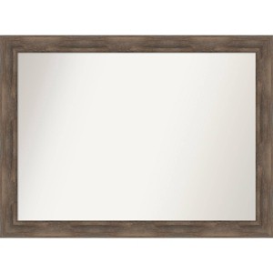 43" x 32" Non-Beveled Hardwood Mocha Wood Wall Mirror - Amanti Art: Modern Rectangular Design, Includes Mounting Hardware - 1 of 4