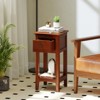 Tangkula 2PCS Nightstand 3-Tier Bedside Table w/ Open Storage Shelf & Narrow Side Table - 2 of 4