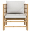 vidaXL Durable Natural Finish Bamboo Patio Sofa with Light Gray Cushions - Comfortable Seating with Backrest, Easy Assembly, and Modular Design. - 3 of 4
