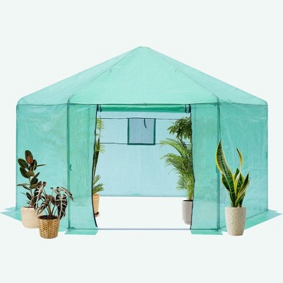 Greenhouses For Outdoors With Adjustable Roof, Rod, YKK Zipper, Metal Frame Hexagonal Outdoor Reinforced Greenhouse