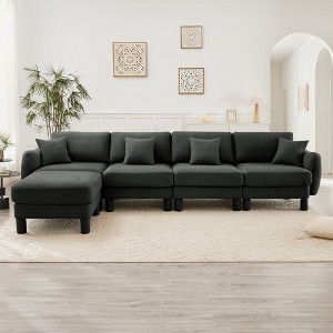 VASIP Boucle Fabric 3-Seater Sofa, Shell-Shaped Armrests & Self-Wrapped Cylindrical Legs, for Living Room & Apartment,Beige - 1 of 4