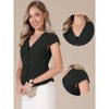 INSPIRE CHIC Women's Summer Button Down V Neck Cap Sleeve Business Casual Dressy Blazers - 2 of 4