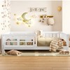 KTMBDW Floor Bed for Children,Sturdy Wood Montessori Bed Frame with Fence,Built-in bookshelf, Montessori Floor Bed for Girls and Boys - 2 of 4