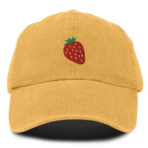 Dalix Strawberry Embroidered Cotton Dad Hat Fruit Adjustable Casual Baseball Cap Nature Womens - 1 of 4