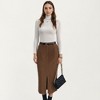 Anna-Kaci Women's High Waist Corduroy Midi Skirt with Front Center Slit and Soft Textured Paneling for a Tailored Silhouette - 4 of 4