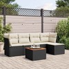vidaXL 6 Piece Patio Sofa Set with Cushions Black Poly Rattan - Black and Cream - 2 of 4