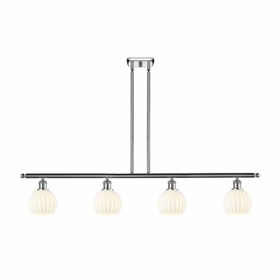 White Venetian - 4 Light Stem Hung Island In Modern Style-9 Inches Tall and 48 Inches Wide