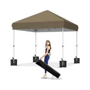 10x10 FT Canopy Tent, Outdoor Shelter with 3 Adjustable Heights, Quick Setup, Includes 4 Sandbags & Carry Bag, Ideal for Camping, Parties - 1 of 4