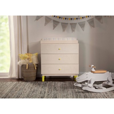 Washed Natural and White 3-Drawer Changing Table Dresser