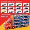 Joyfy 8FT Foldable Carrier Truck, 3-Layer Toy Truck Race Track with 12 Die-Cast Metal Cars – Lights & Sounds Gift for Toddlers Boys Girls Ages 3-5 - 3 of 4