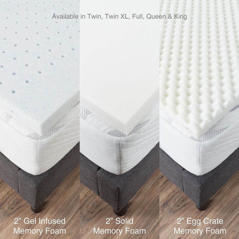 Gel Infused Memory Foam Mattress Topper- 2 Inch King Size Memory Foam Mattress Pad with Ventilation for Support, Cooling, and Comfort by Hastings Home, 5 of 8