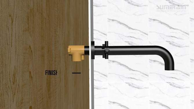 Sumerain Tub Faucet Wall Mount Tub Filler High Flow Bathtub Faucet Brushed Gold, Two Cross Handles, 2 of 9, play video