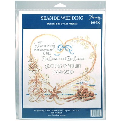 Imaginating Counted Cross Stitch Kit 7.5"X8"-Seaside Wedding Record (14 Count)
