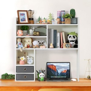 deli Desktop Bookshelf, High-Capacity Desk Hutch Organizer with 7 Shelves and 2 Drawers for Computer Desk - 1 of 4