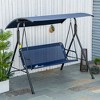 Outsunny 3-Person Porch Swing with Stand, Outdoor Swing for Patio Porch with Adjustable Tilt Canopy & Comfortable Swing Bench-Style Seat, Steel Frame - 2 of 4