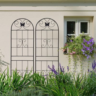 Maggift Patio Decorative Screens, Elegant Vine Pattern Yard Fencing, Pet-Safe Decorative Fence for Yard, Patio, Black, 19.7"*19.7"*71"