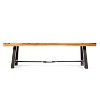 Wooakway Rustic 63" L Patio Bench With Durable Powder-Coated Metal Frame & Acacia Wood Top Classic Slat Panel for Backyard Garden Sunroom Poolside - 2 of 4
