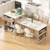 Okak Fluted Kitchen Island with Extendable Table, Countertop Organizer with Power Outlet and Double-Side Storage, Kitchen Cart for Dining Room - 3 of 4