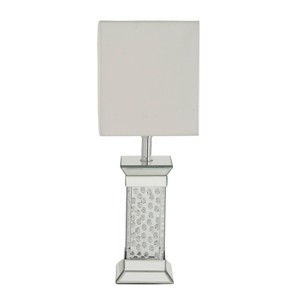 30" x 13" Glass Mirrored Table Lamp Silver - Olivia & May: Glam Nightstand Decor, Indoor Square Shade - 1 of 4