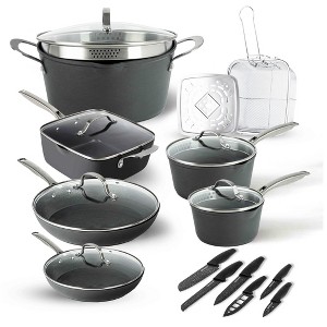 Granitestone Armor Max 20 Pc Hard Anodized Nonstick Cookware Set, Induction Pots and Pans Set with 6 Piece Nutriblade Knife Set - 1 of 4