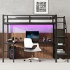 NicBex Full Bunk Bed with Desk Metal Frame Bed Frame with Storage Stairs, Wardrobe, Guardrails and Adjustable Shelf, No Box Spring Required - 2 of 4