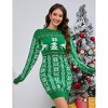 Women's Ugly Christmas Sweater Long Sleeve Round Neck Slim Mini Dress - 2 of 4