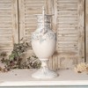 Vintage Decorative Metal Vase with Handles, Antique White and Blue Finish Vase, Distressed Finish Urn, 1pc - 4 of 4