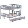NicBex Modern Full Over Full Rubber Wood Loft and Bunk Bed with 2 Drawers, Full Size Loft and Bunk Bed with Ladder and Safety Guardrails - 4 of 4