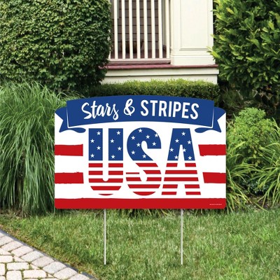 Big Dot of Happiness Stars & Stripes - Memorial Day, 4th of July and Labor Day Patriotic Party Yard Sign Lawn Decorations - USA Party Yardy Sign