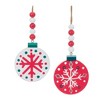 Snowflake Ornament Set – MDF Wood with Beaded Accents – 14" Holiday Decor, Set of 12 – By Melrose - 2 of 4
