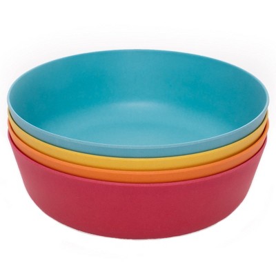 WeeSprout Bamboo Kids Bowls, Set of Four Kid-Sized Dinnerware, Cereal, Leftovers & Snack Bowl