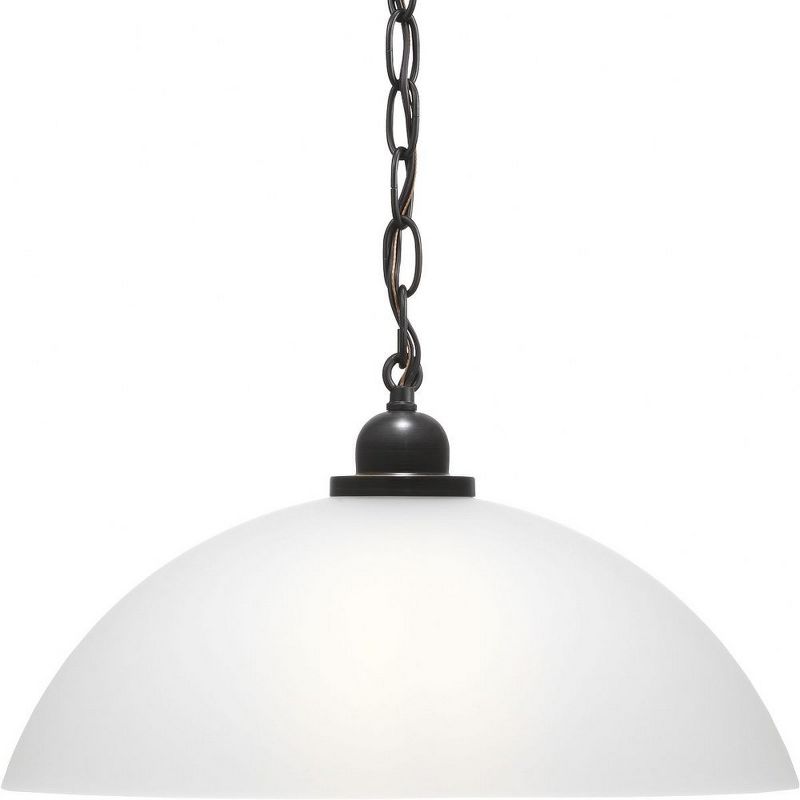 Progress Lighting, Classic Dome Pendant, 1-Light, Ceiling Light, Brushed Nickel, Etched Glass Shade, 1 of 5