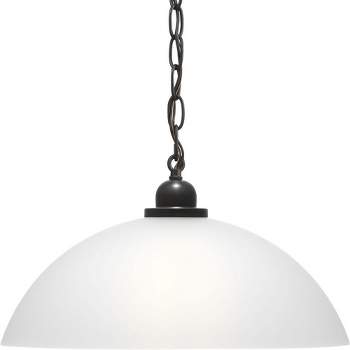 Progress Lighting, Classic Dome Pendant, 1-Light, Ceiling Light, Brushed Nickel, Etched Glass Shade