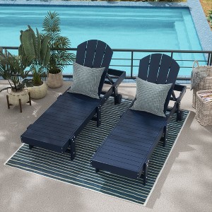 WestinTrends Malibu Adirondack Poly Reclining Chaise Lounge With Wheels (Set of 2pcs) - 1 of 3