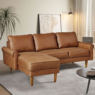 XIZZI 81" L Shaped Couch with Chaise, Minimalist Modern Sofa with Deep Seat, Upholstered 3-Seater Corner Couch for Living Room, Bedroom