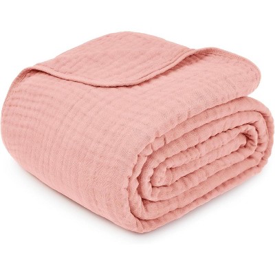 Lace Pink Cotton Muslin Throw Blanket, 50" x 60"