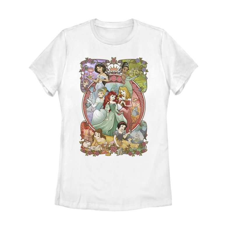 Women's Disney Princesses Vintage Collage T-Shirt, 1 of 6