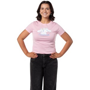 Cinnamoroll Women's Flower Crown Adult Junior's Cropped Short Sleeve T-Shirt - 1 of 3