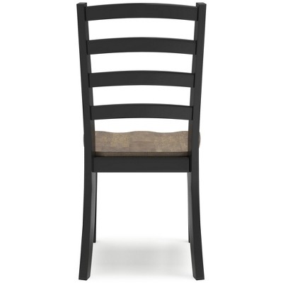 Rustic Black and Brown Wood Ladderback Side Chair Set